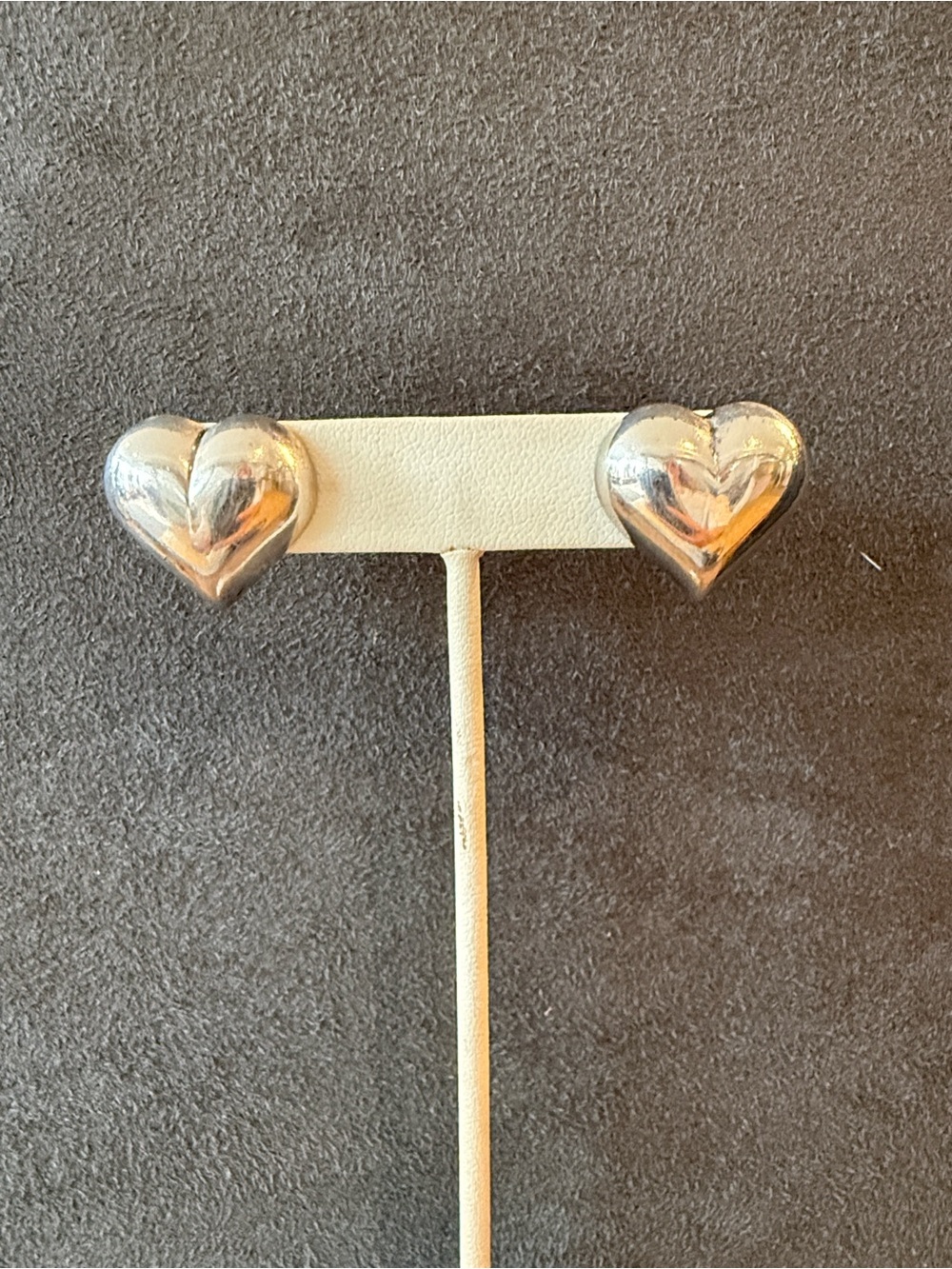 Sterling Silver Heart Stud Earrings - Shiny Silver Light Weight Hearts